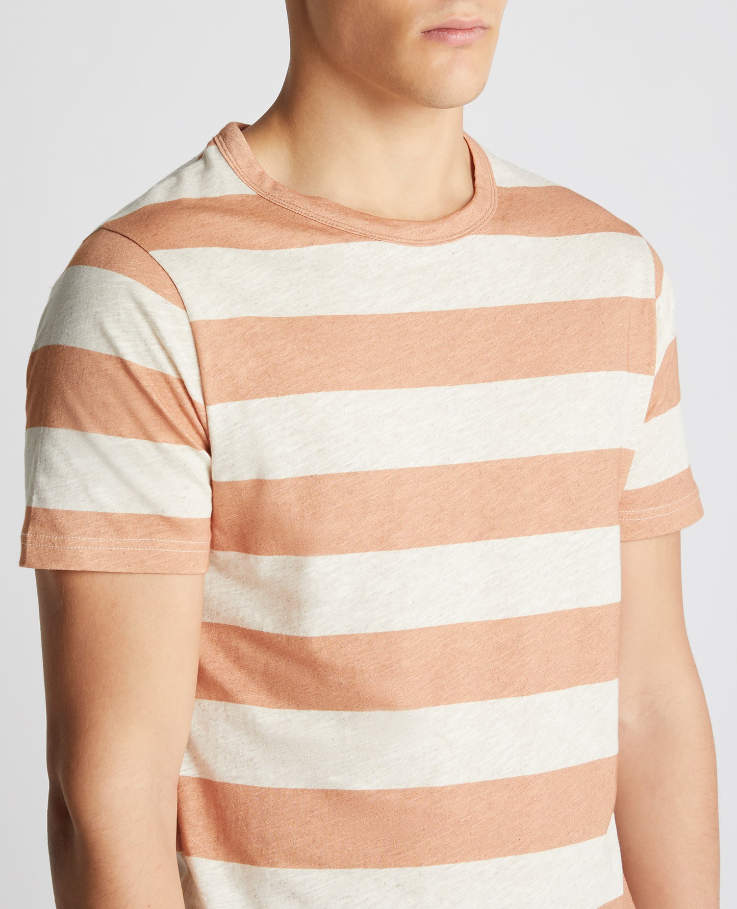 Remus Uomo Relaxed Fit Terracotta Striped Cotton T-Shirt