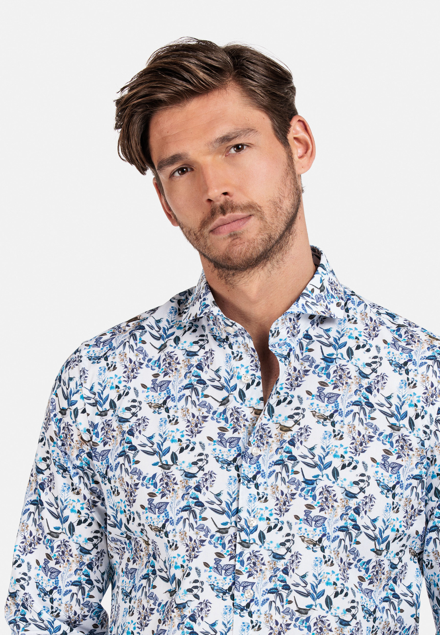 Thomas Maine BARI Blue Print Cotton Shirt