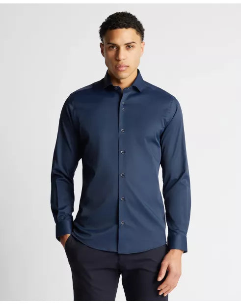 Remus Uomo Navy Long Sleeved Semi Formal Shirt