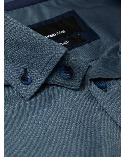 Remus Uomo Denim Blue Long Sleeved Casual Shirt