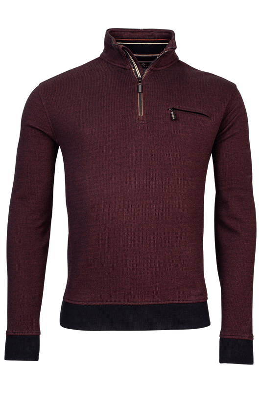 Baileys Dark Red Blue Half Zip Jumper