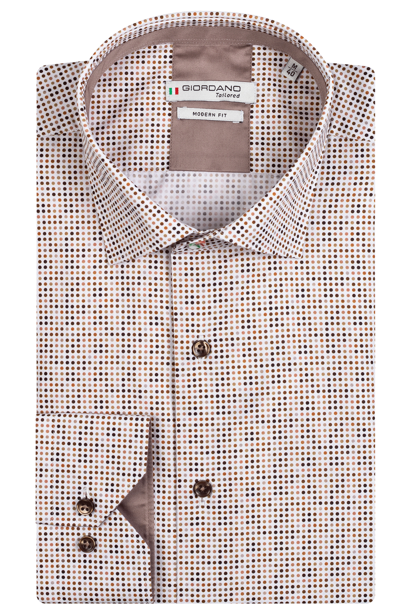 Giordano Dark Brown Dot Cotton Shirt