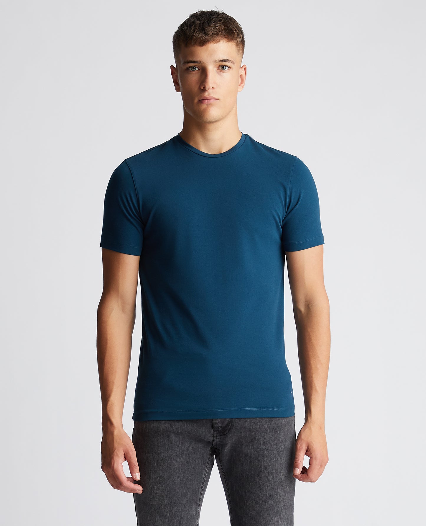 Remus Uomo Tapered Fit Blue Cotton T-Shirt