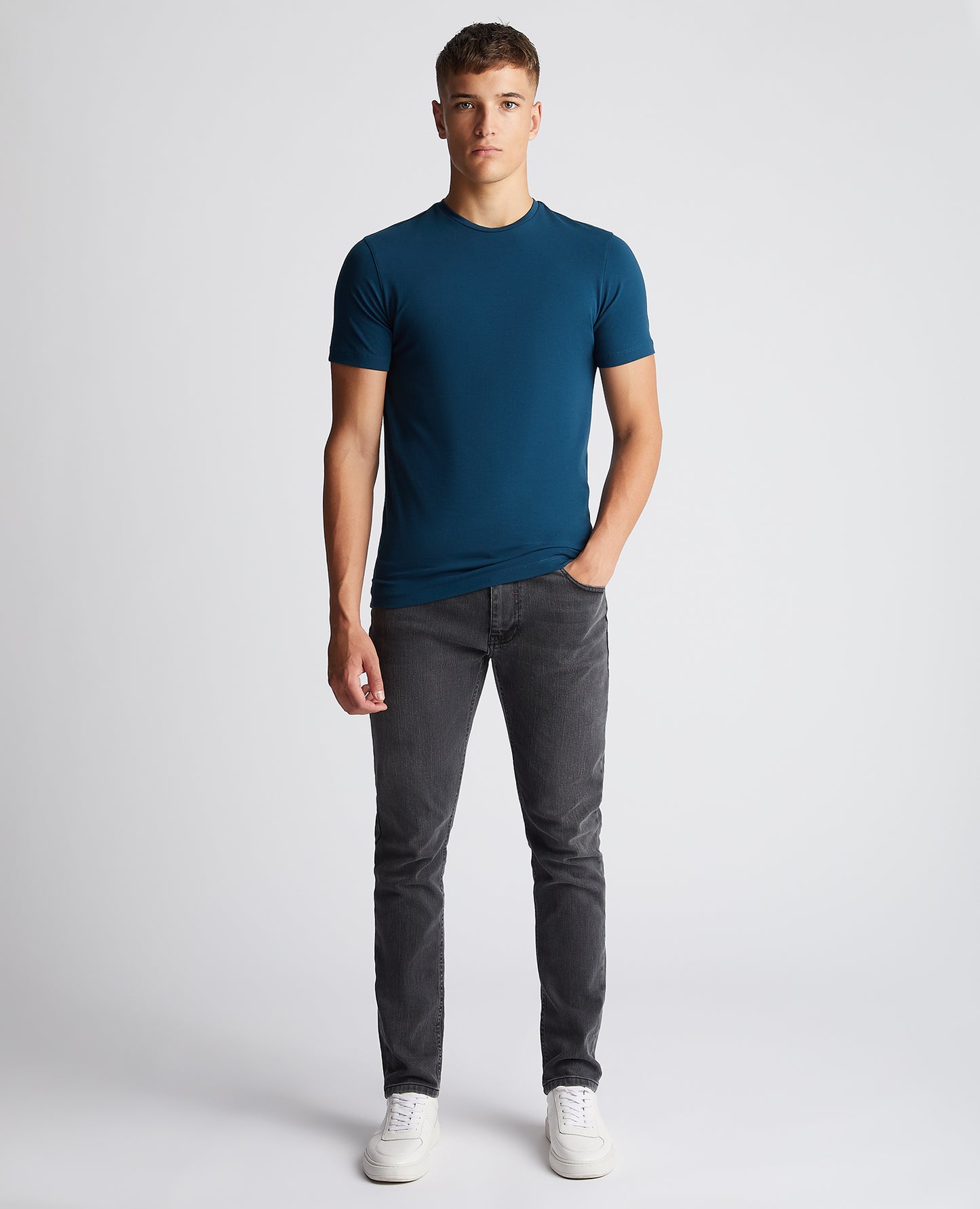 Remus Uomo Tapered Fit Blue Cotton T-Shirt