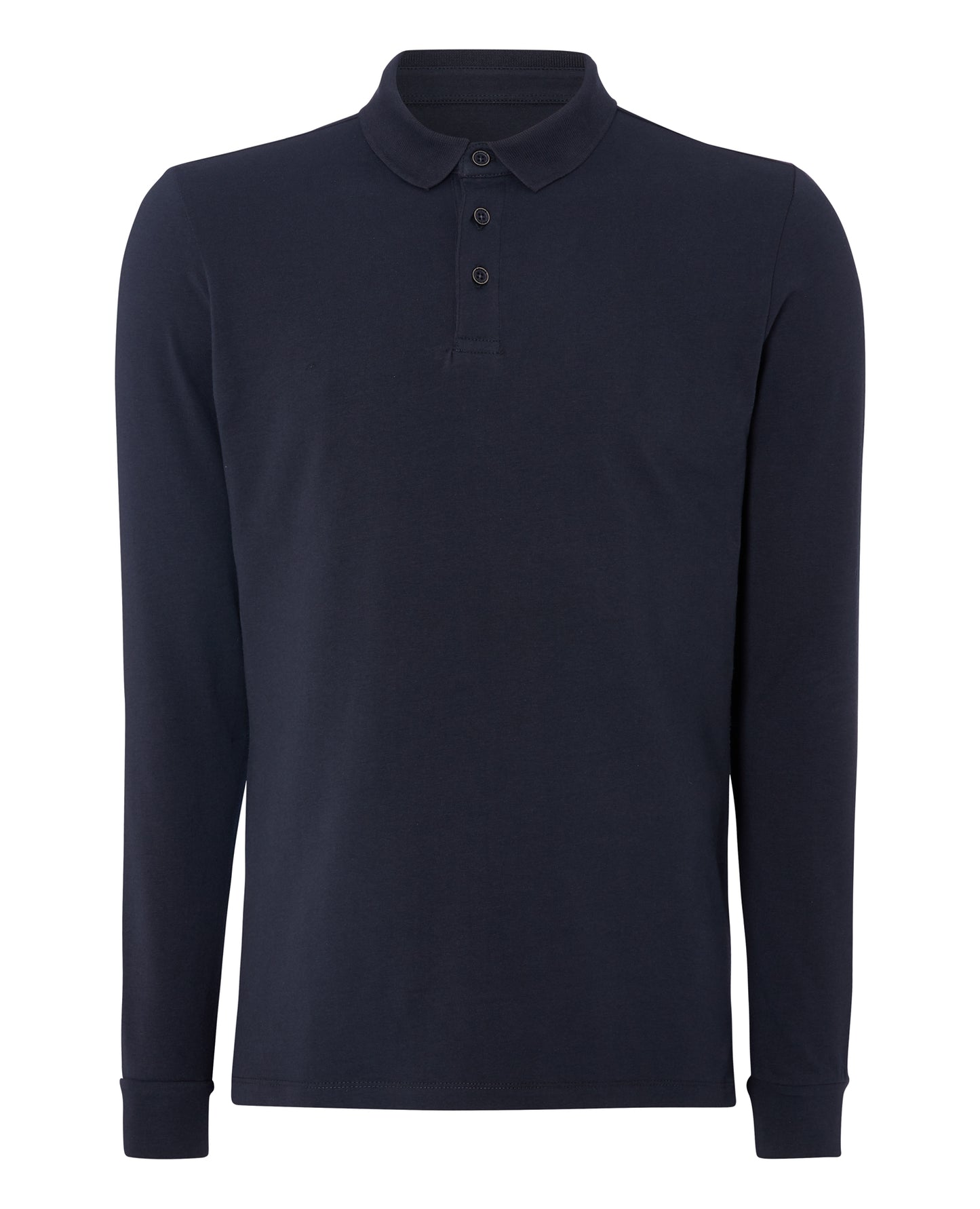 Remus Uomo Long Sleeve Navy Cotton Polo