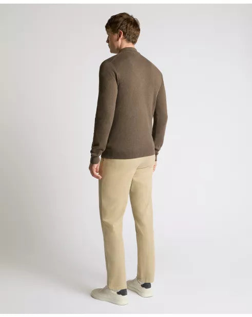 Remus Uomo Brown Cotton 3 Button Jumper