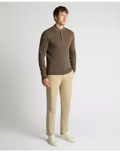 Remus Uomo Brown Cotton 3 Button Jumper