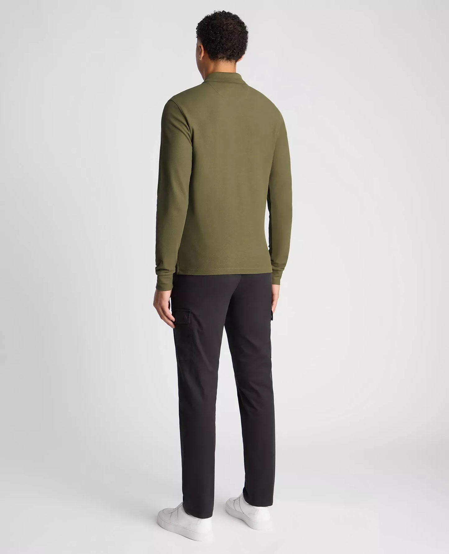 Remus Uomo Khaki Green Long Sleeve Cotton Polo