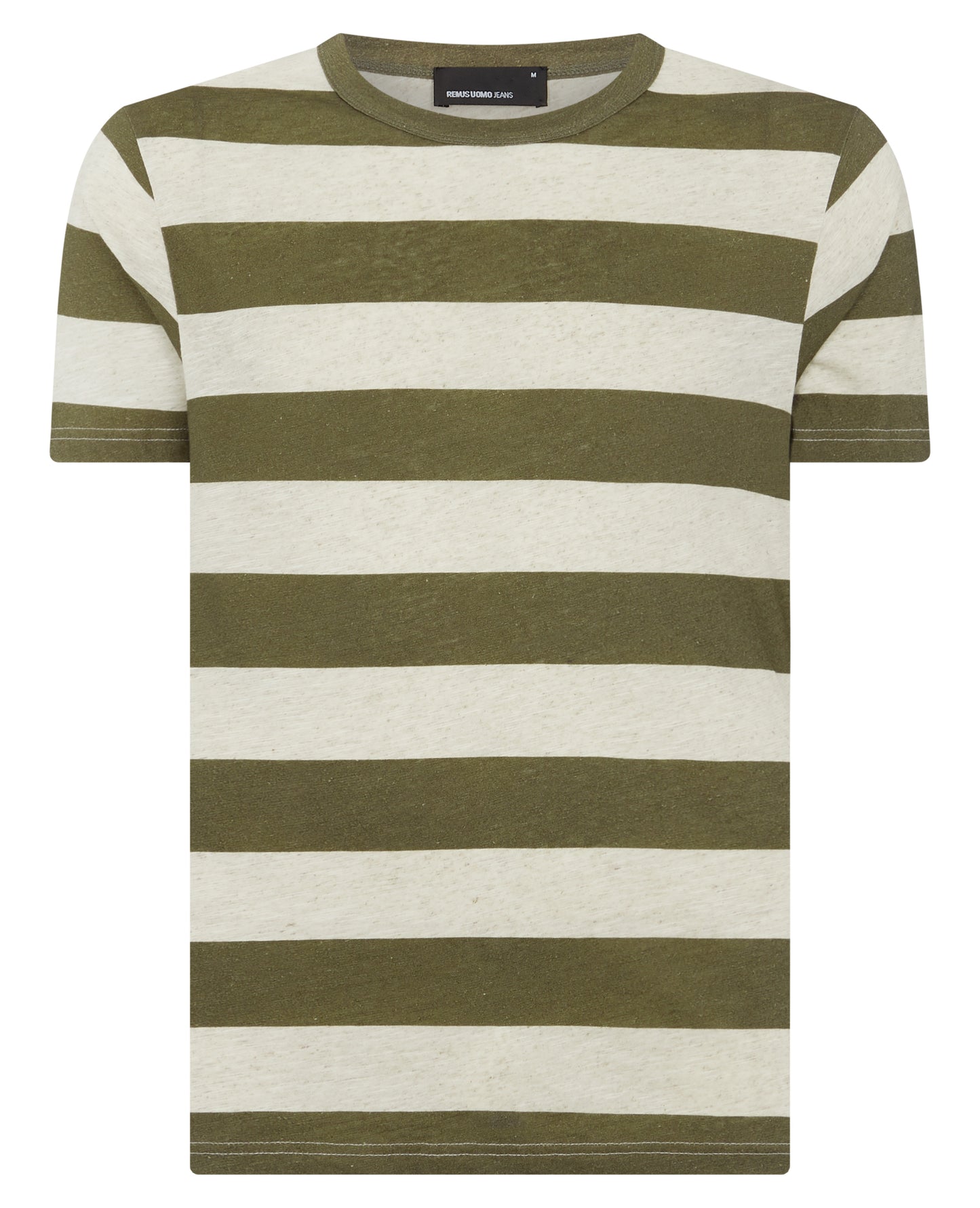 Remus Uomo Relaxed Fit Khaki Striped Cotton T-Shirt