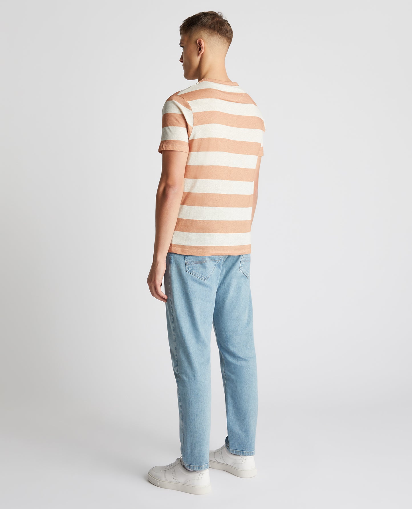 Remus Uomo Relaxed Fit Terracotta Striped Cotton T-Shirt