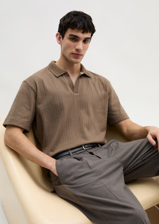 MARC O'POLO Structured REGULAR Open neck polo shirt