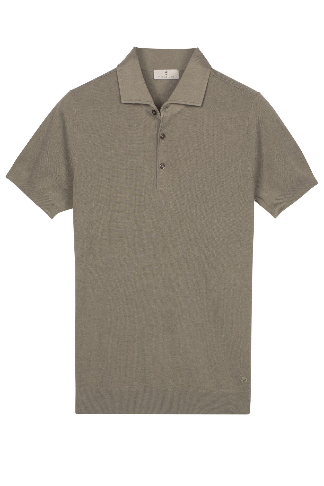 Thomas Maine Khaki Silk-Cotton Polo Shirt