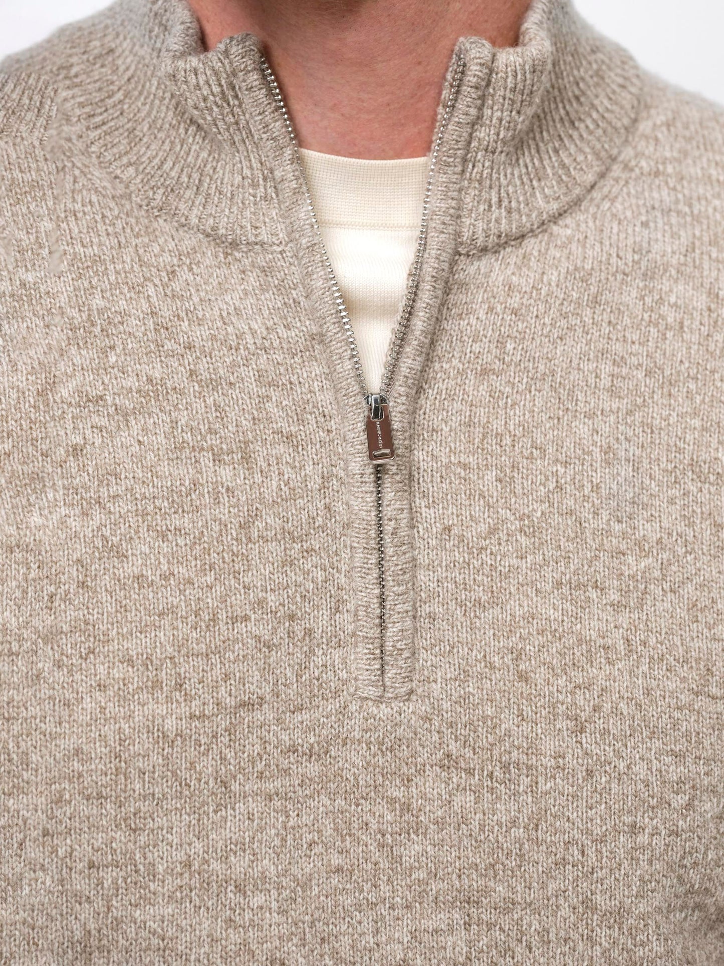 Half Zip Pullover Wool Blend Sand