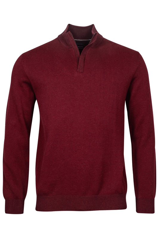 Baileys Dark Red Cotton Half Zip Jumper