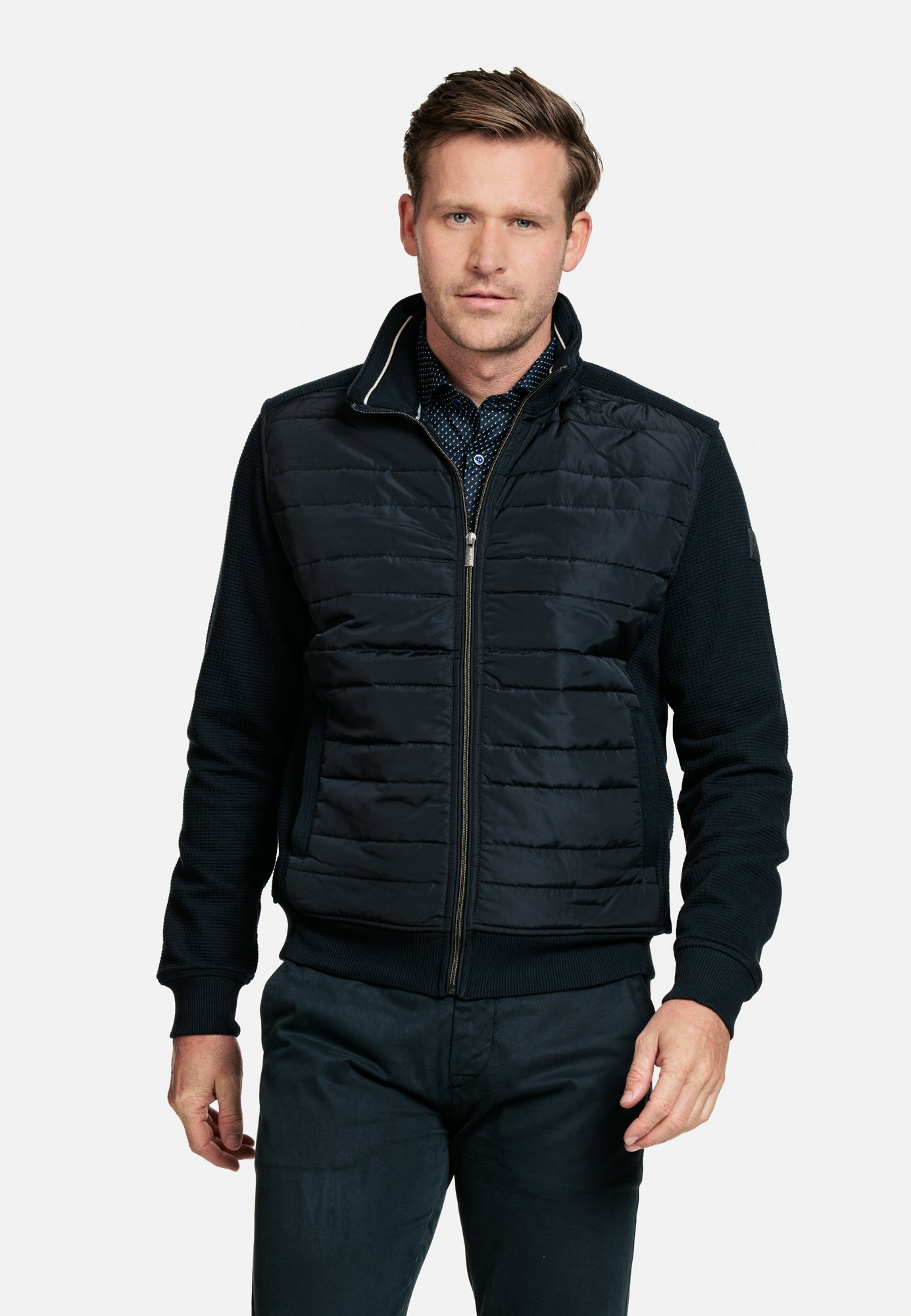 Baileys Navy Zip-Up Padded Jumper