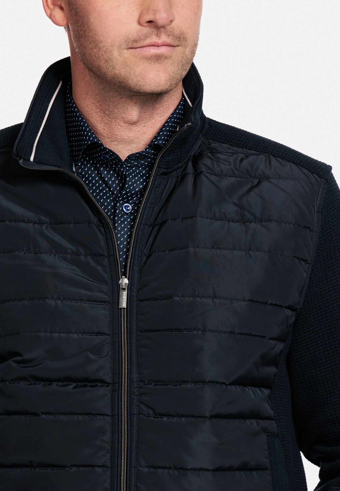 Baileys Navy Zip-Up Padded Jumper