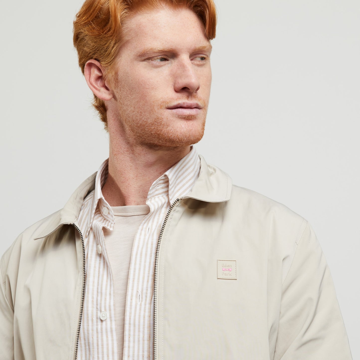 Eden Park Water-Resistant Beige Cotton Zip Jacket