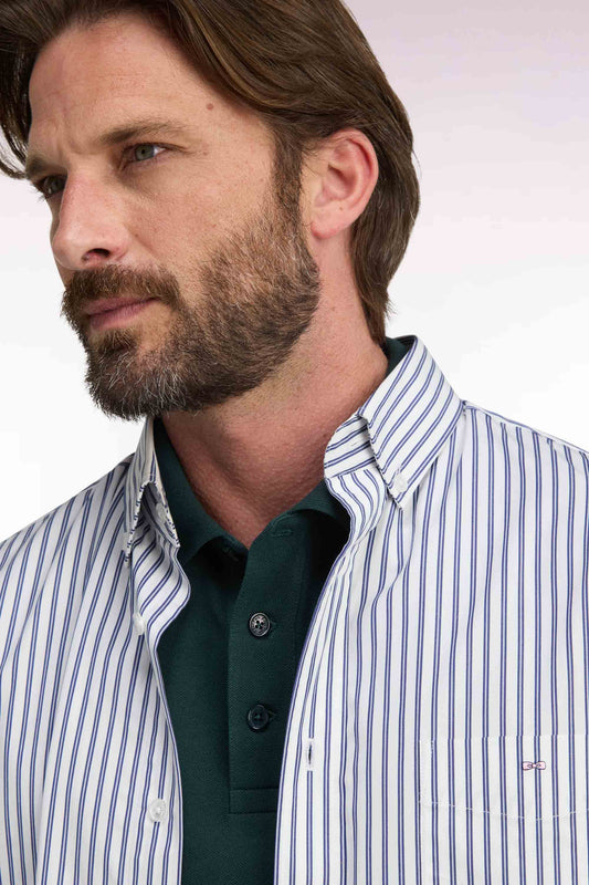 Eden Park Nautilus Isturits Stripe Shirt - White/Navy
