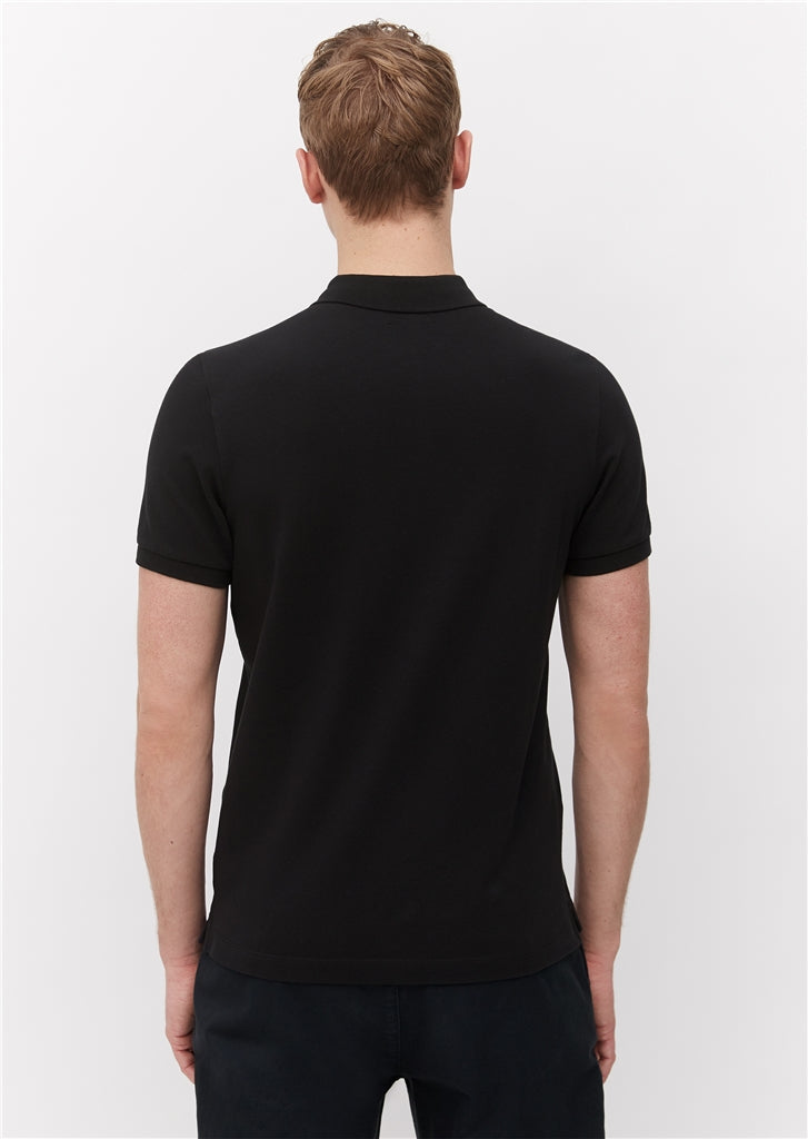 Marc O'Polo Black Pique Poloshirt made from pure organic cotton in a washed fabric, available at StylishGuy Menswear Dublin