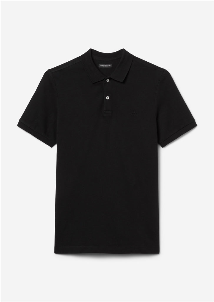 Marc O'Polo Black Pique Poloshirt made from pure organic cotton in a washed fabric, available at StylishGuy Menswear Dublin