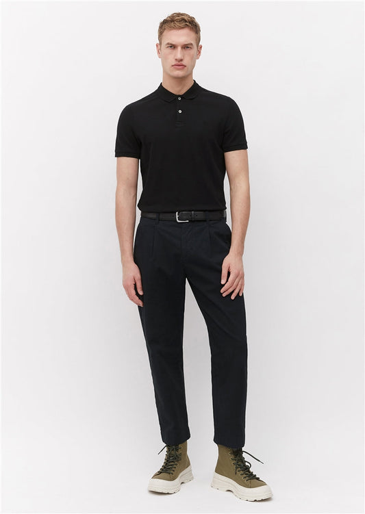 Marc O'Polo Black Pique Poloshirt made from pure organic cotton in a washed fabric, available at StylishGuy Menswear Dublin