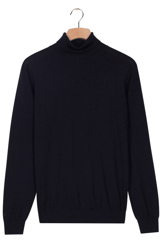 Baileys Navy Roll Neck Merino Wool Jumper