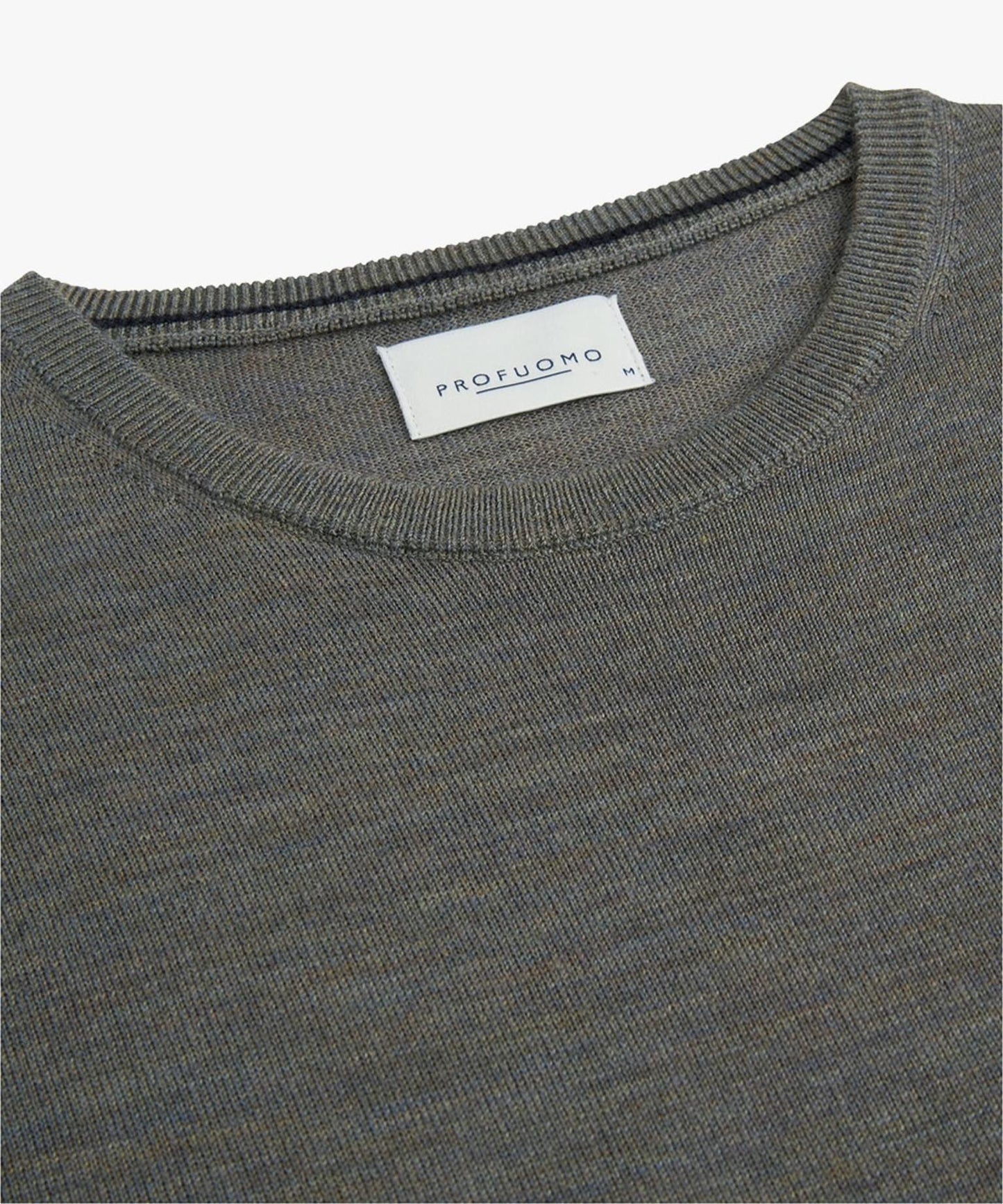 Profuomo Mid Green Merino Classic Round-Neck Jumper