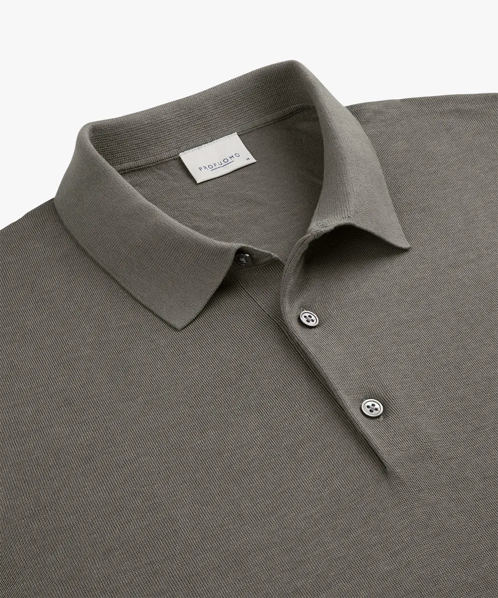 Profuomo Grey Longsleeve Poloshirt