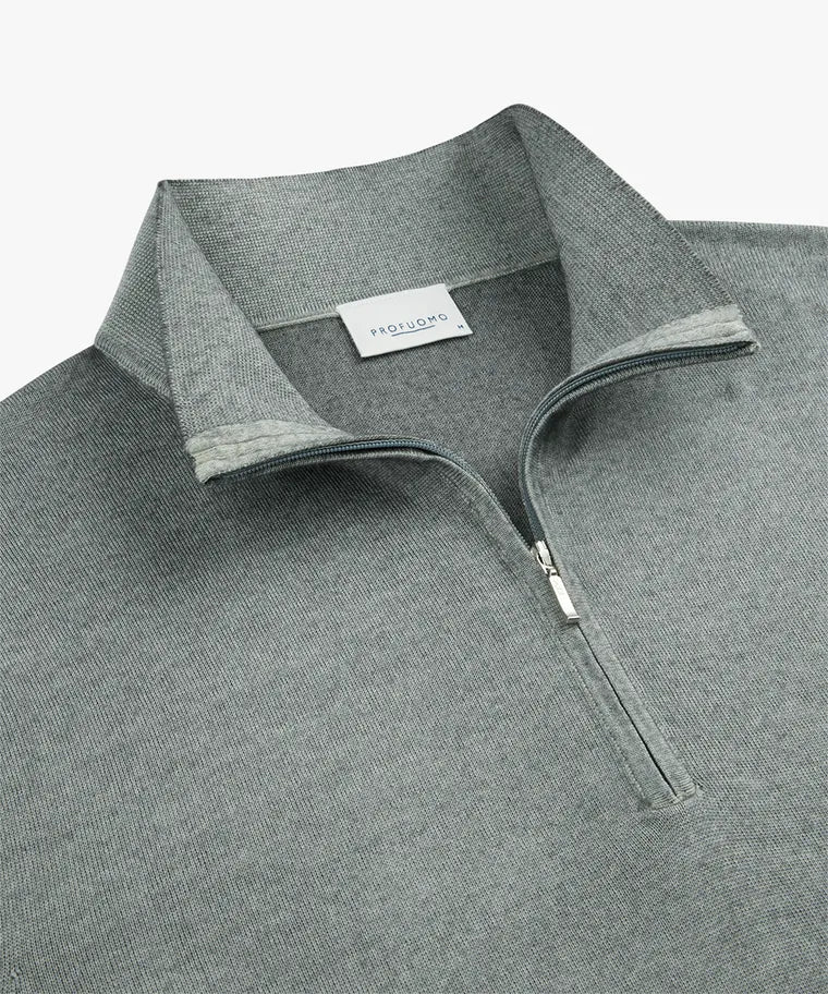 Profuomo Green Merino Acid-Dye Half Zip Jumper