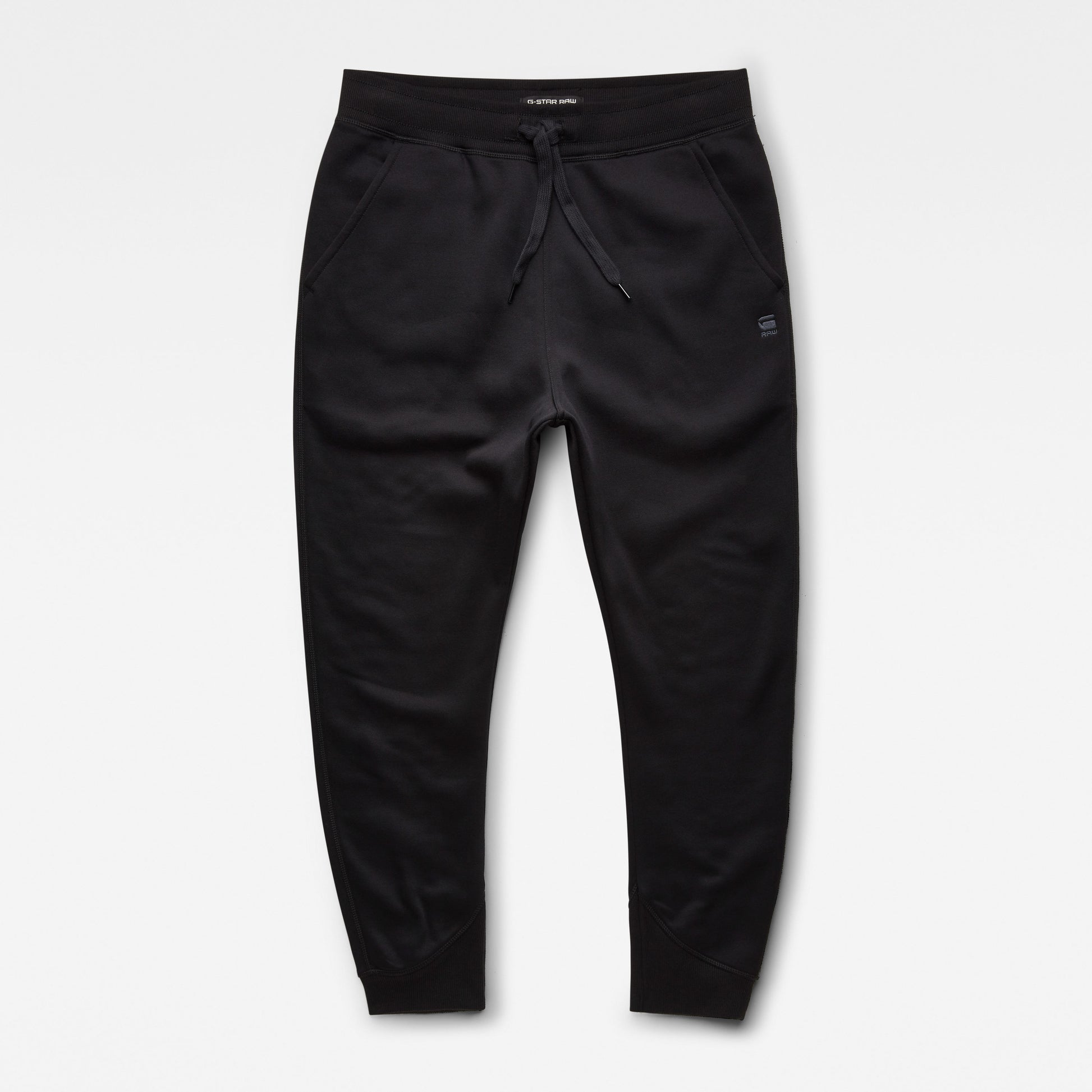 Men’s Sustainably Made Cotton Black Tracksuit Bottom Joggers with a cuffed hem from G-Star RAW available at StylishGuy Menswear Dublin