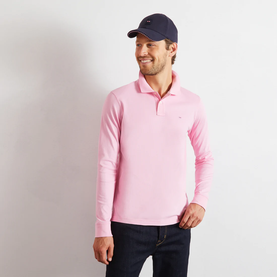 Eden Park Rose Pink Long Sleeve Poloshirt