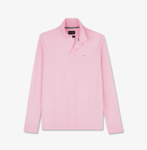 Eden Park Rose Pink Long Sleeve Poloshirt made from soft cotton pique. Available at StylishGuy Menswear Dublin.