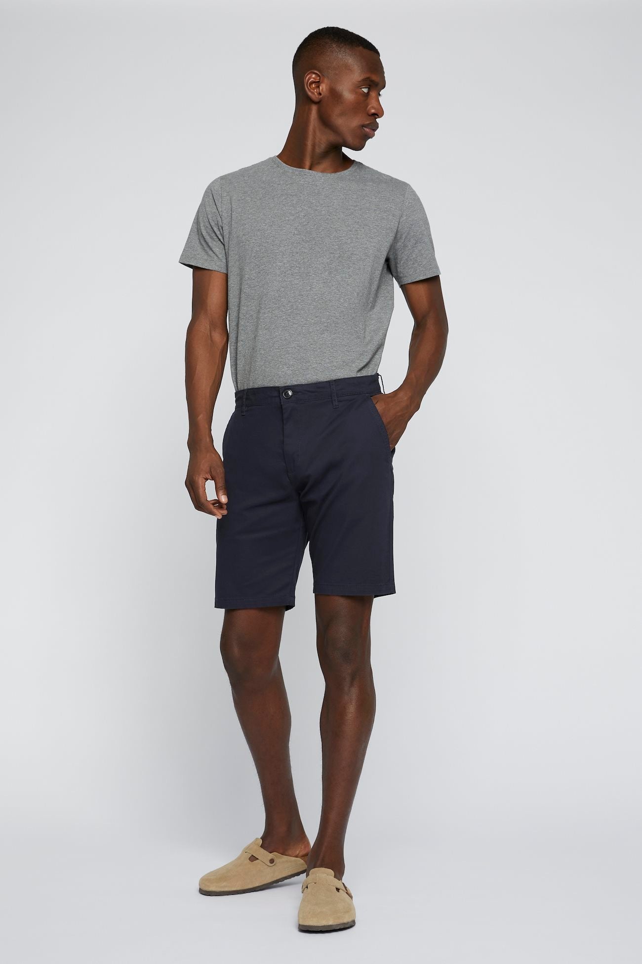 Matinique Dark Navy Cotton Shorts