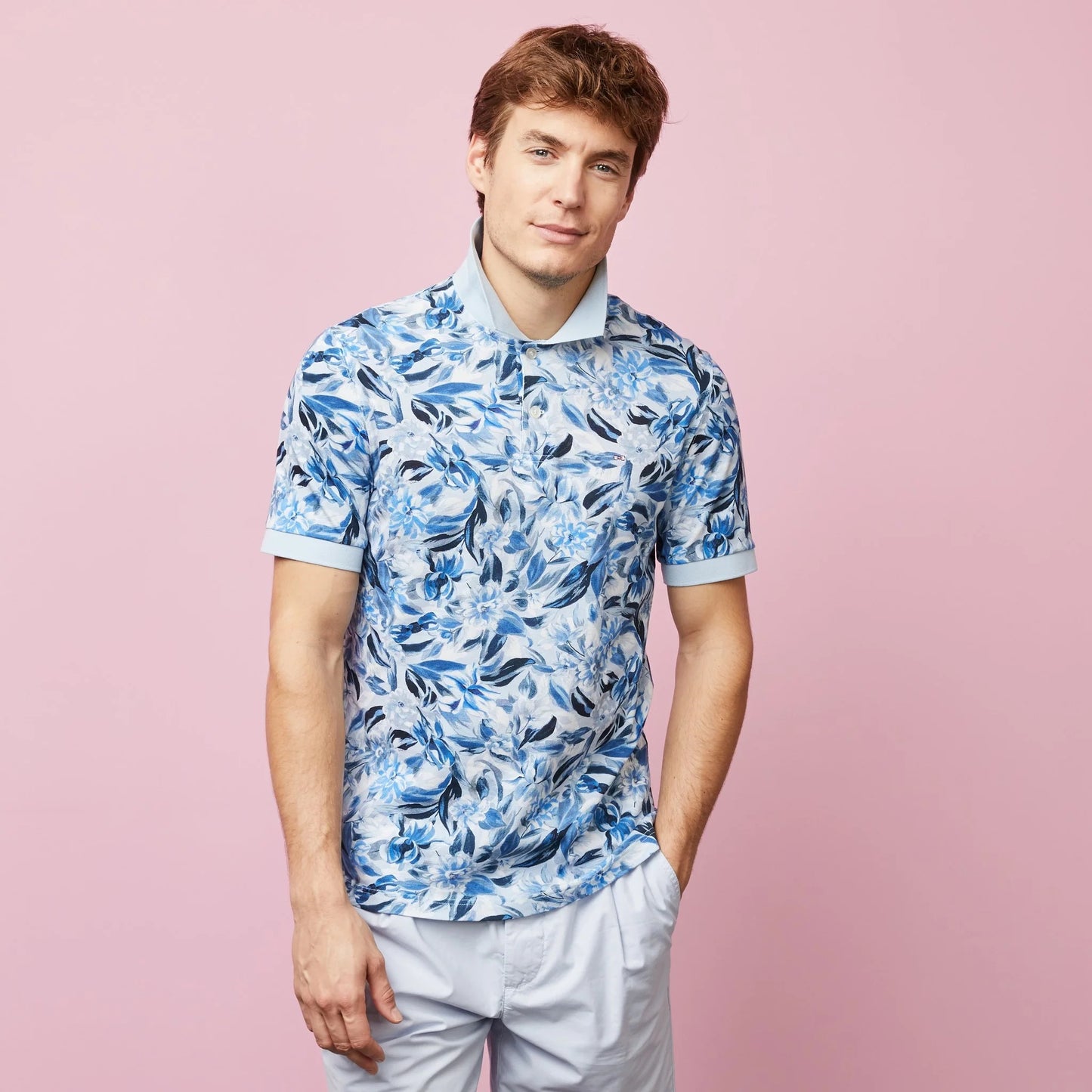 Eden Park Blue Floral Cotton Polo