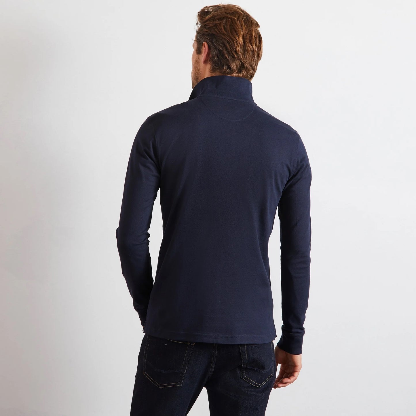 Eden Park Classic Navy Pima Cotton LS Poloshirt