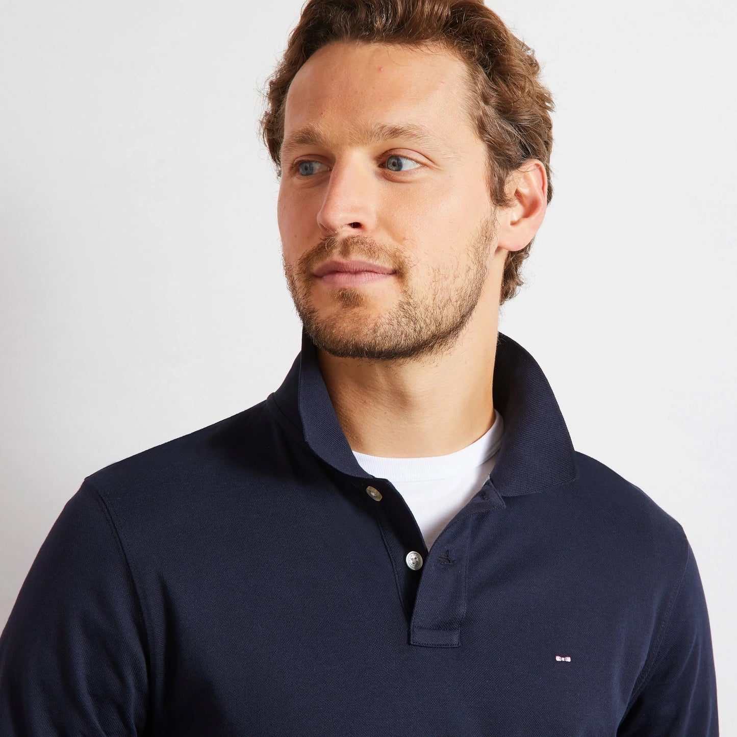 Eden Park Classic Navy Pima Cotton LS Poloshirt