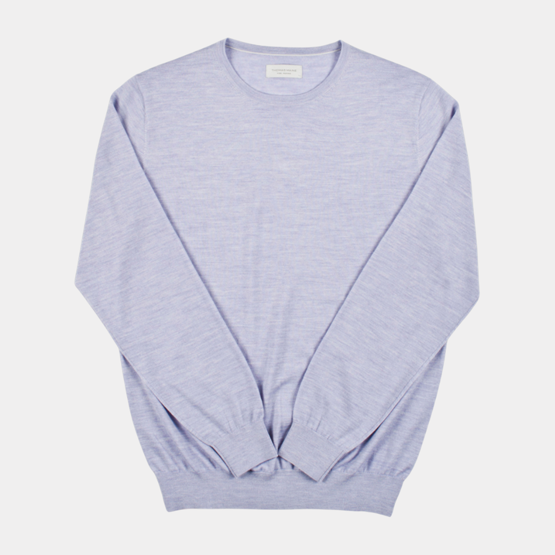 Men's Light Purple Merino Wool Jumper from Thomas Maine at StylishGuy Menswear Dublin